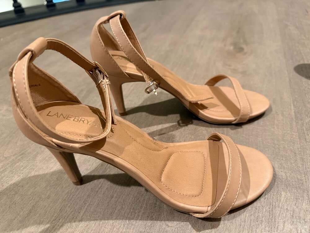 Lane Bryant Nude Ankle Strap Kitten Heel Sandal